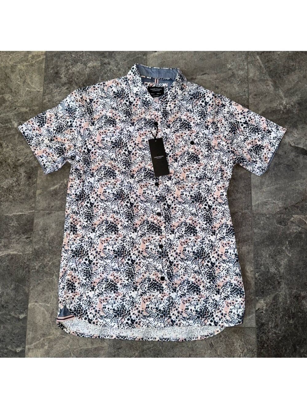 Sunrise Kingdom Dusty Navy Short Sleeve Casual Button Down Shirt Size Small NWT